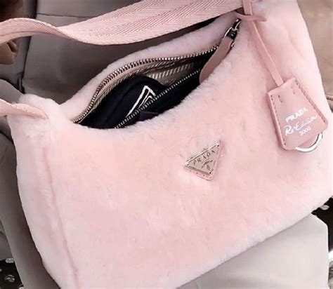 pink fluffy prada bag|More.